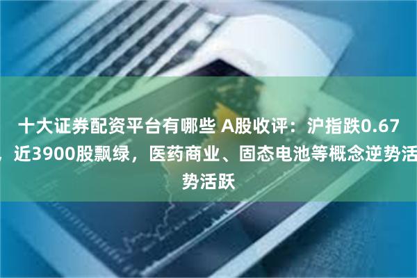 十大证券配资平台有哪些 A股收评：沪指跌0.67%，近3900股飘绿，医药商业、固态电池等概念逆势活跃